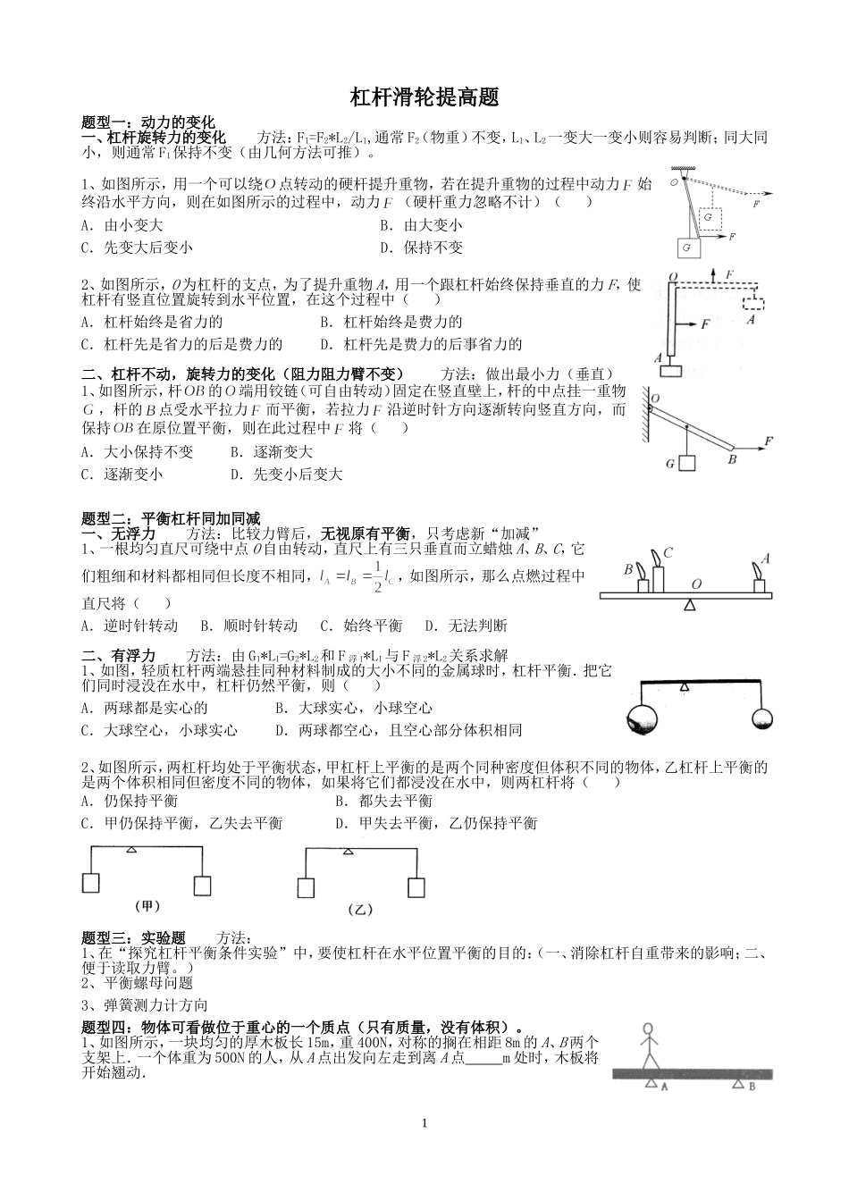2017中考杠杆滑轮提高题_第1页