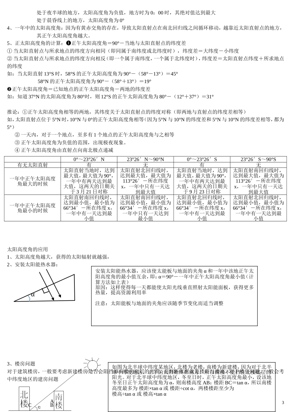 专题    方向、太阳高度角复习_第3页