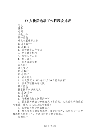 XX乡换届选举工作日程安排表