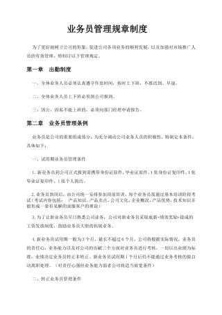 业务员管理规章制度