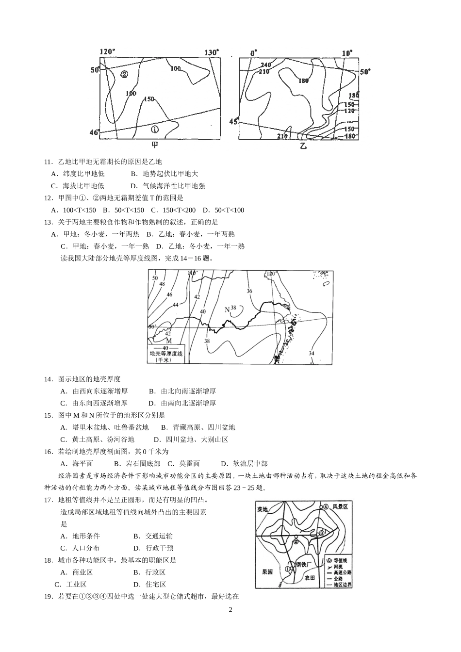 等值线专题练习(地理)_第2页