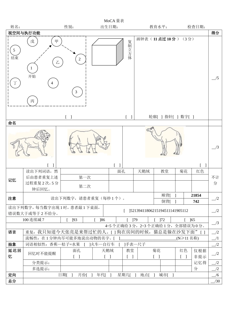 MoCA量表及评分指导_第1页