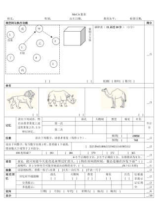 MoCA量表及评分指导