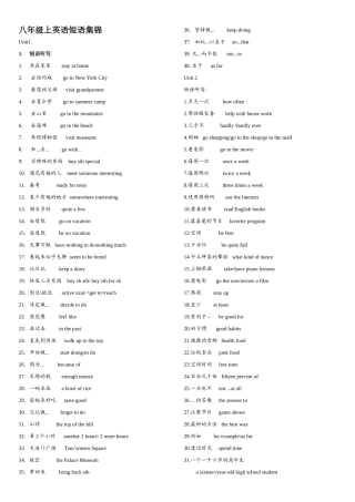 八年级上英语短语集锦