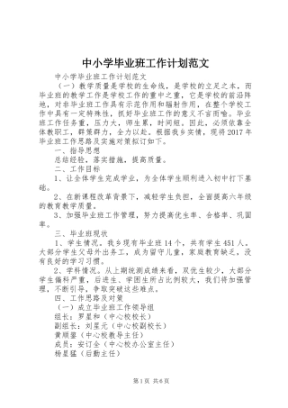 中小学毕业班工作计划范文