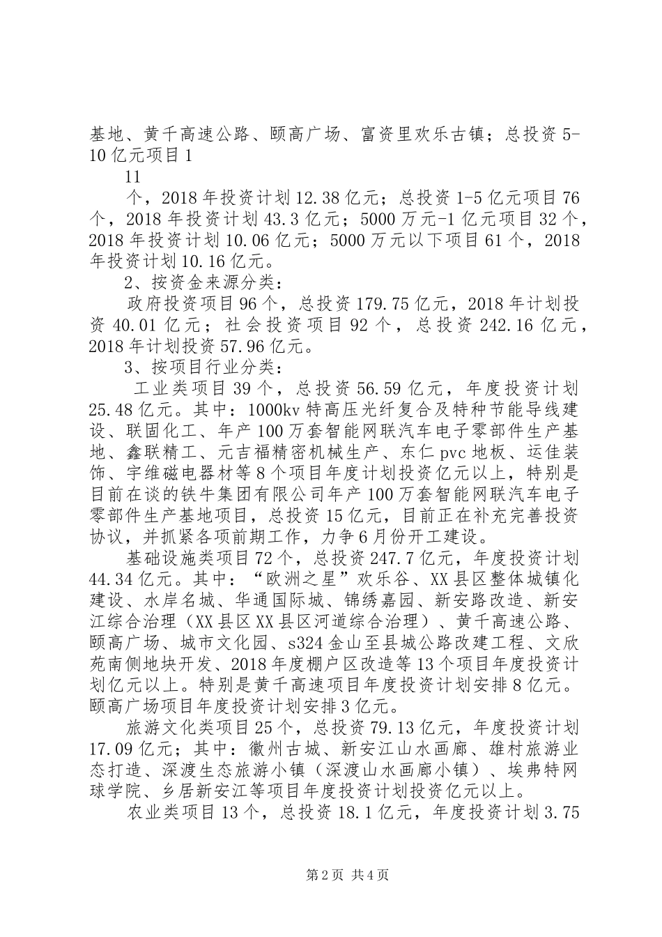 XX年XX县区重点项目投资计划安排情况_第2页