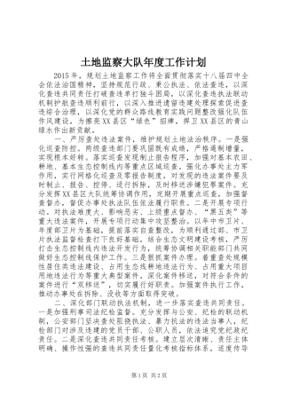 土地监察大队年度工作计划