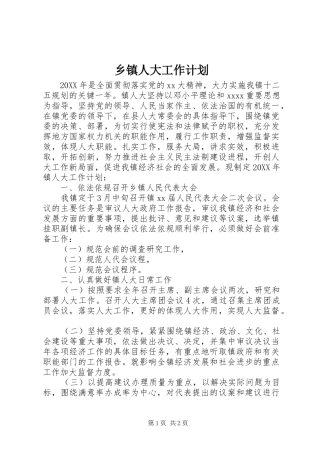 乡镇人大工作计划