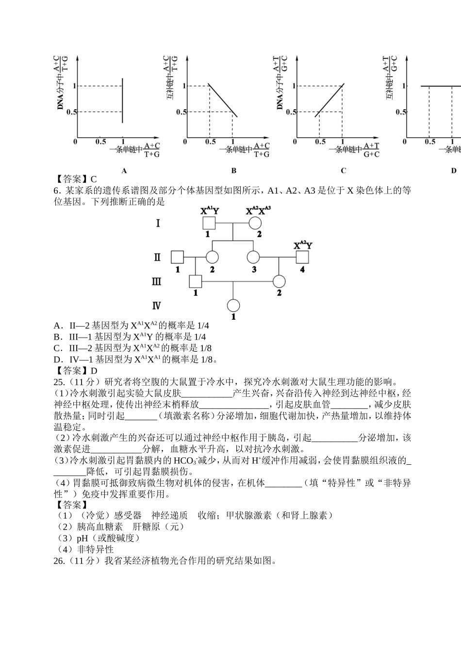 山东卷-2014年普通高等学校招生统一考试-理科综合生物试题_第2页