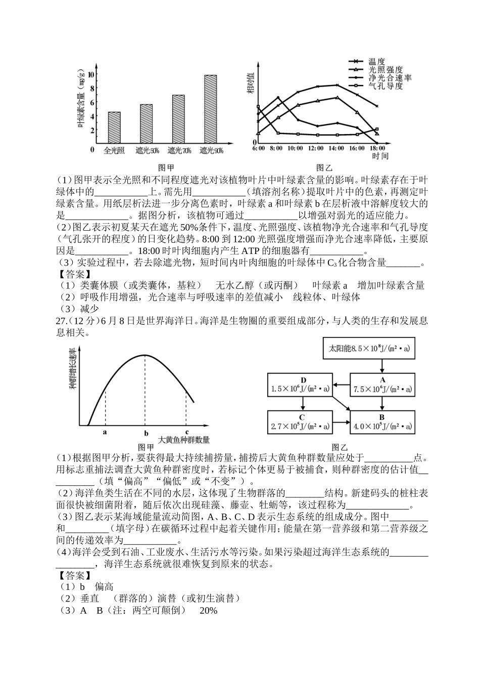山东卷-2014年普通高等学校招生统一考试-理科综合生物试题_第3页