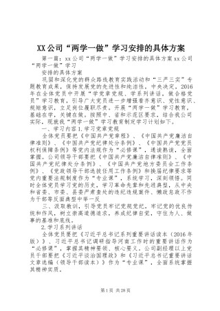 XX公司“两学一做”学习安排的具体方案