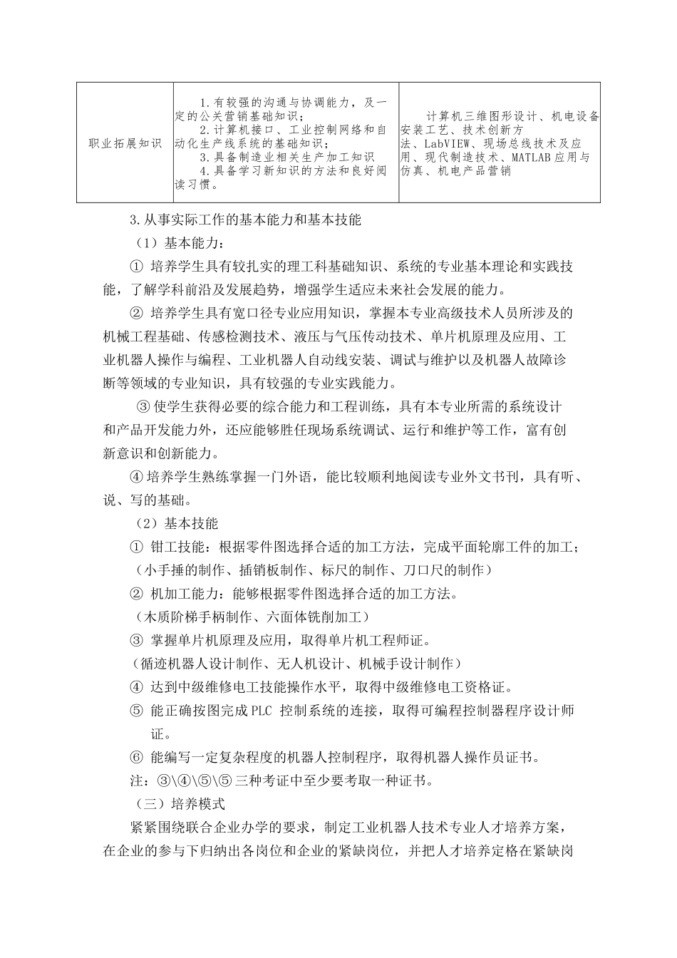 2017工业机器人技术专业人才培养方案2017.9.7_第3页