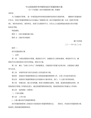 中山医院质控考评细则及医疗质量控制方案