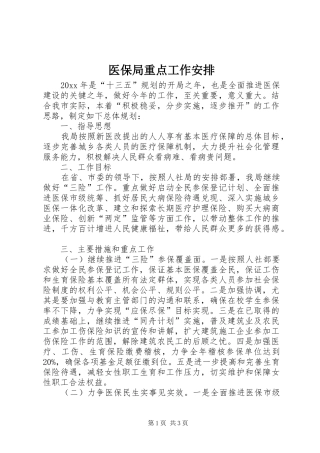 医保局重点工作安排