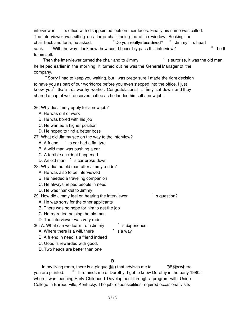 中山华侨中学届高三上学期第二次模拟考试英语_第3页