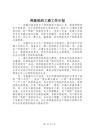 两新组织工委工作计划