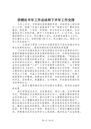 供销社半年工作总结和下半年工作安排_1