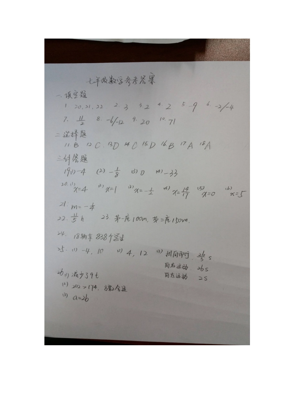 七年级数学答案20151_第1页