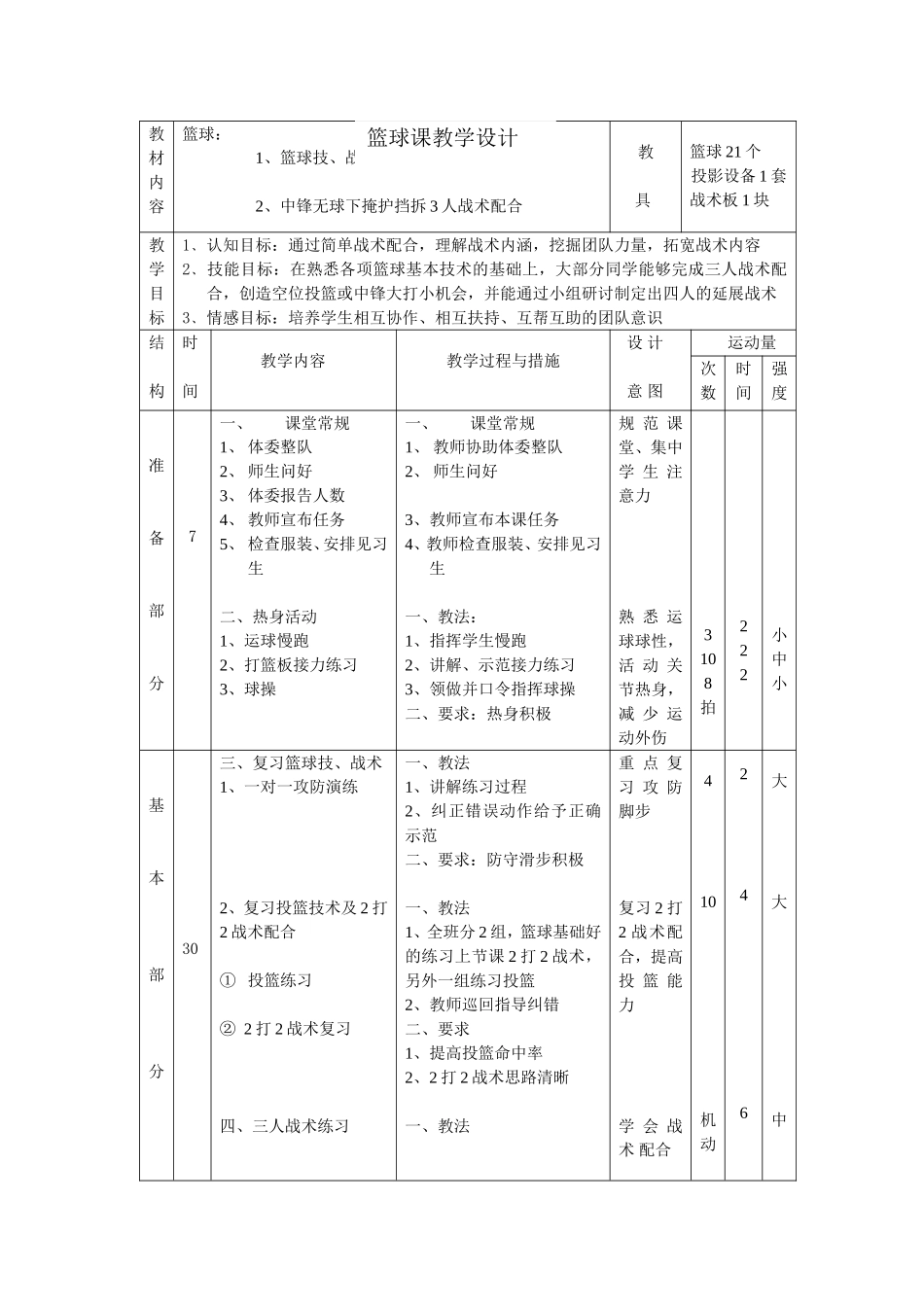 篮球教学设计 (2)_第1页