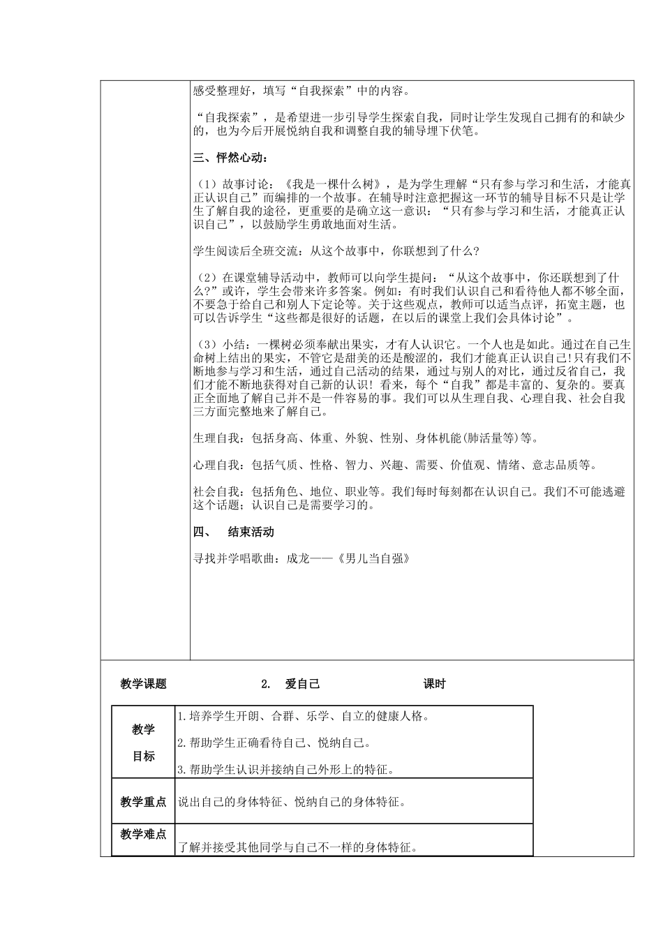 一年级上册心理健康教育教案_第2页