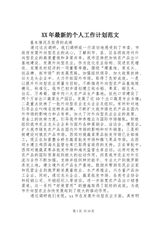 XX年最新的个人工作计划范文