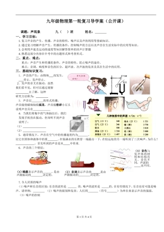 声现象复习教学案(公开课)