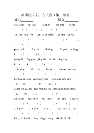第四册语文拼音试3