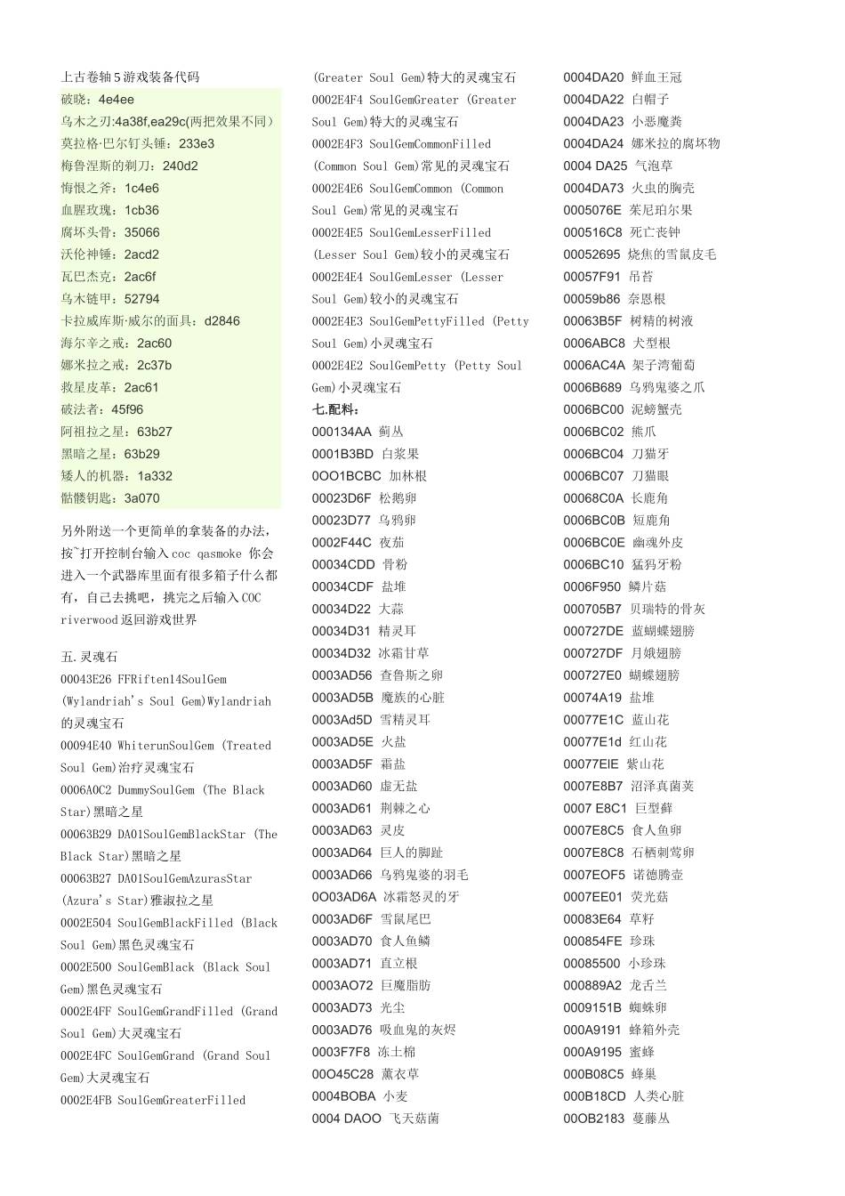 上古卷轴5装备代码_第1页