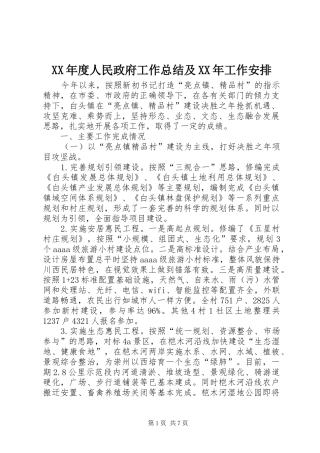 XX年度人民政府工作总结及XX年工作安排