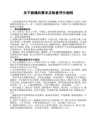 大课间跑操的要求及检查评分细则