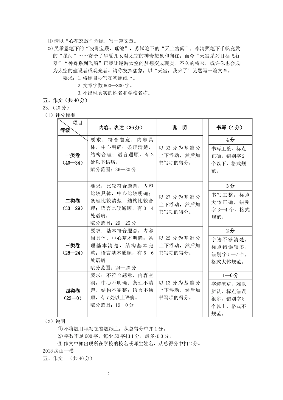 2018届北京各区初三一模语文试卷分类汇编(作文)教师版_第2页
