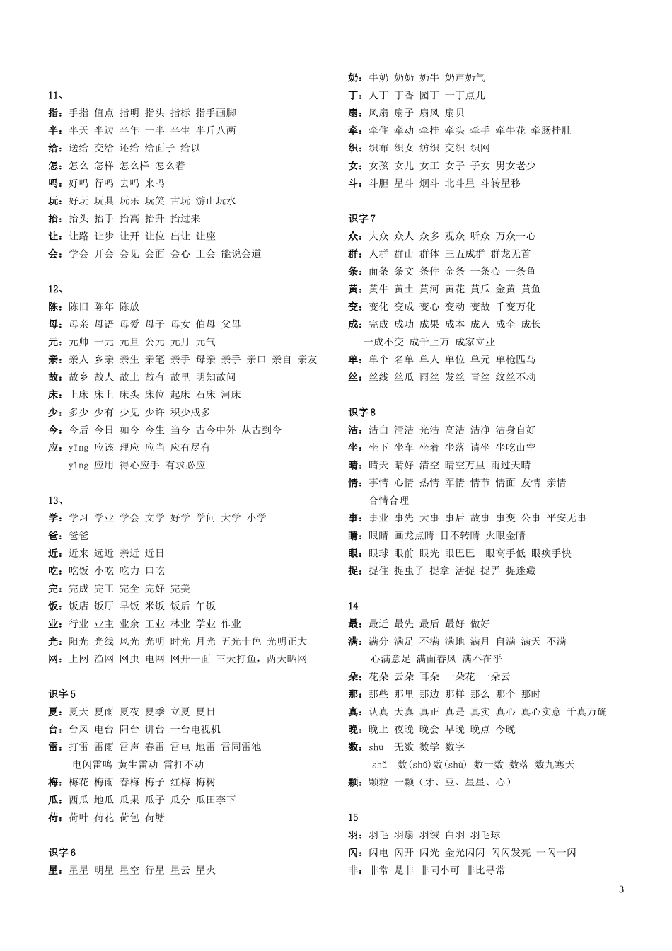 一年级下册扩词整理_第3页