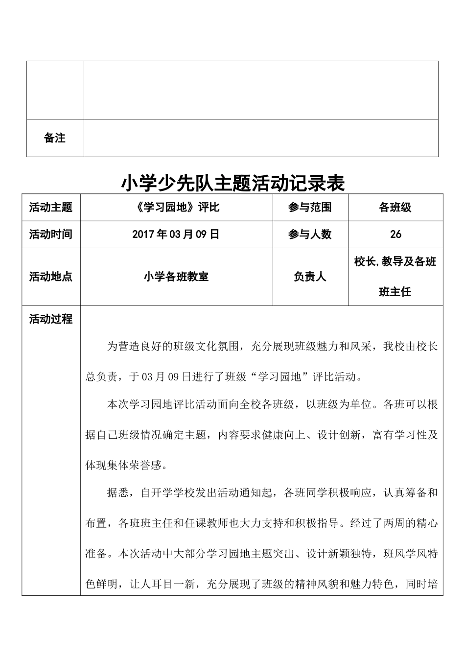 2018年少先队主题活动记录表_第2页