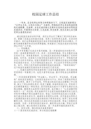 2017年度校园足球工作总结