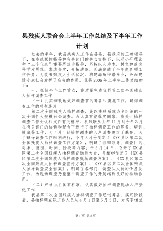 县残疾人联合会上半年工作总结及下半年工作计划