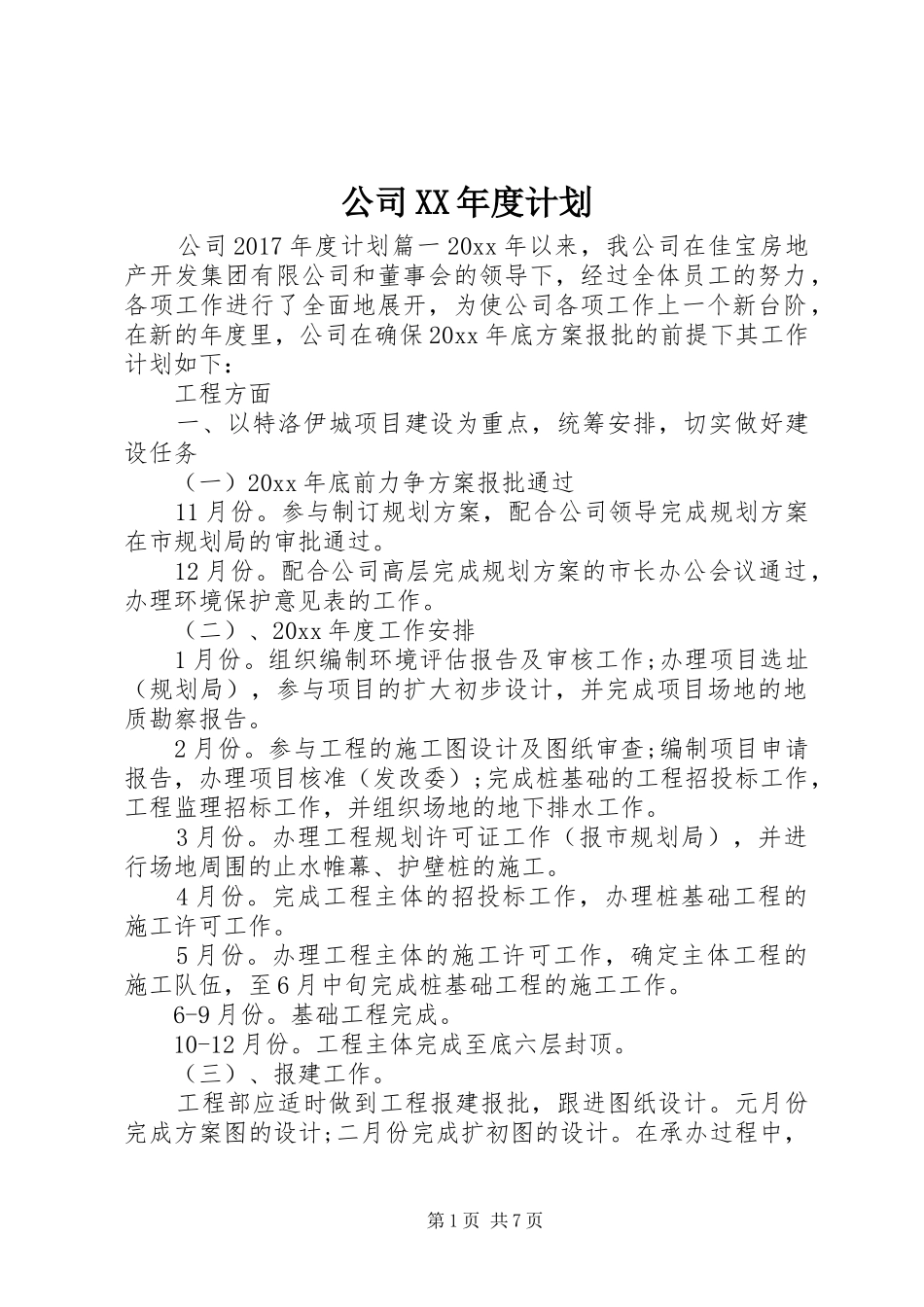 公司XX年度计划_第1页