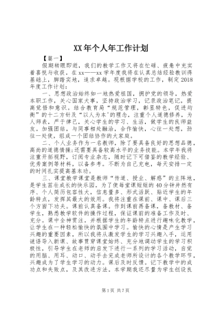 XX年个人年工作计划