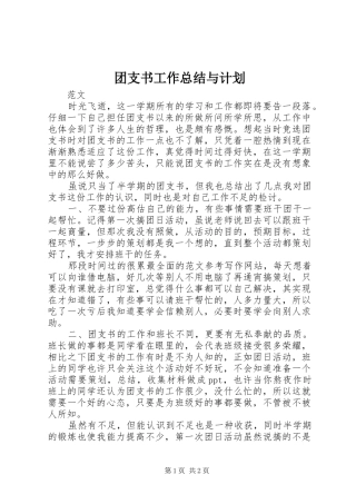 团支书工作总结与计划