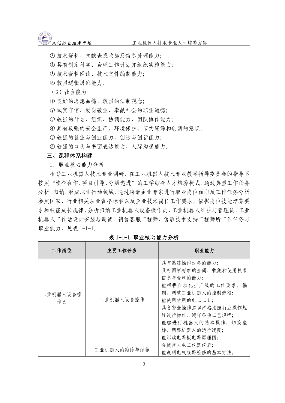 2017级工业机器人技术专业人才培养方案_第3页