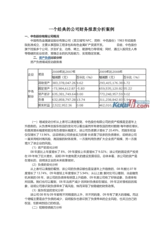 一个经典的公司财务报表分析案例