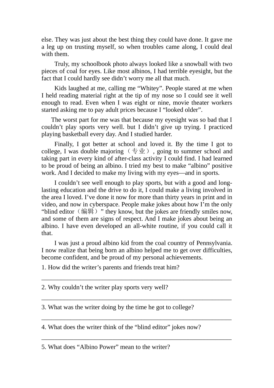 2018年中考英语题型专项复习任务型阅读20篇及答案_第3页