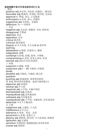 阅读理解中表示作者态度的词汇汇总