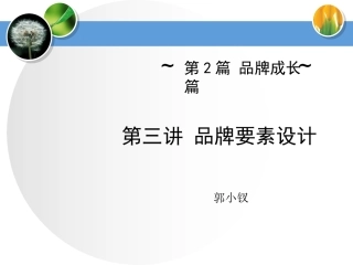 《品牌管理》第三四讲 品牌要素的设计、品牌传播