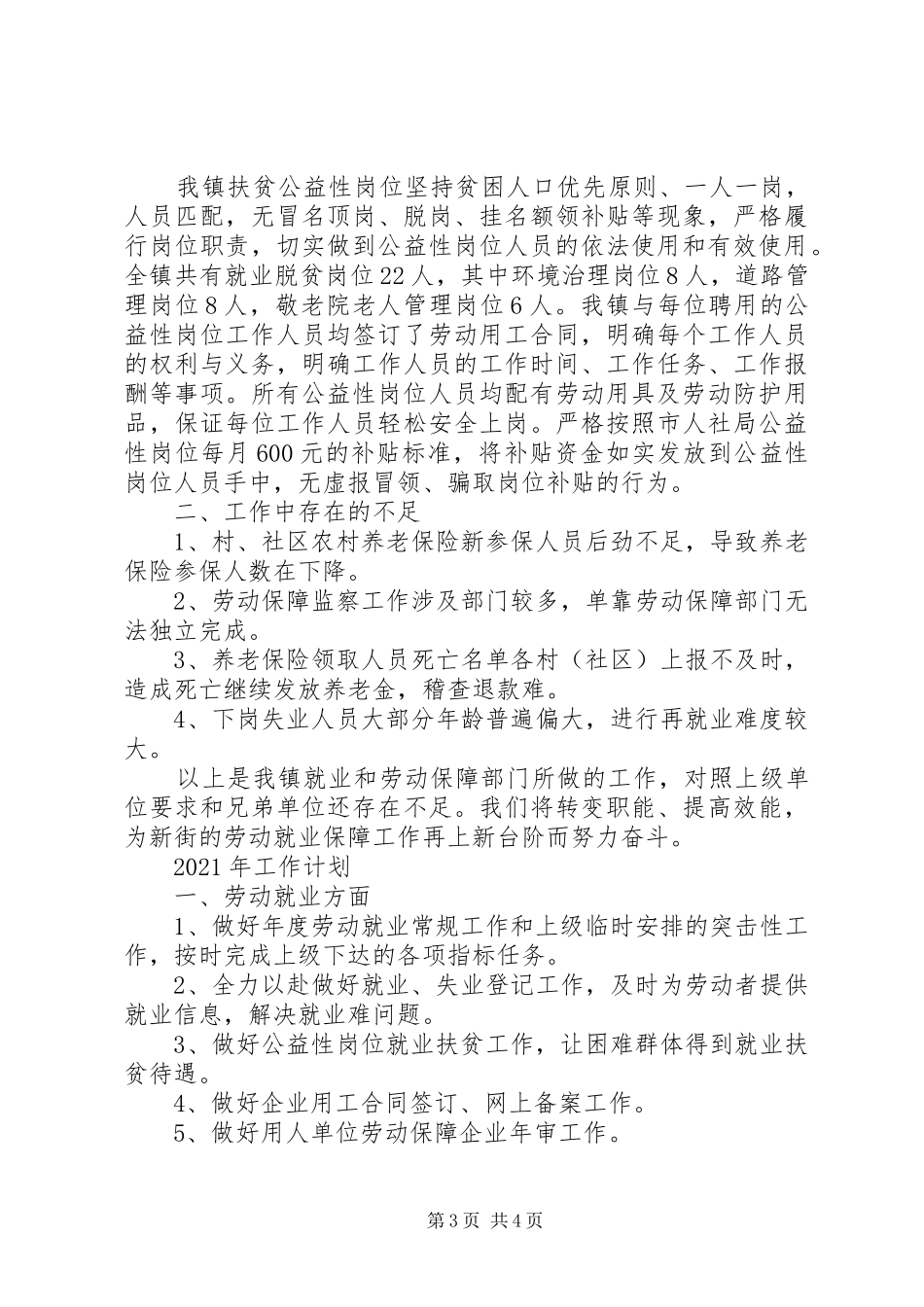 乡镇XX年劳动保障工作总结和XX年工作计划_第3页