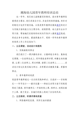 青年教师培训总结