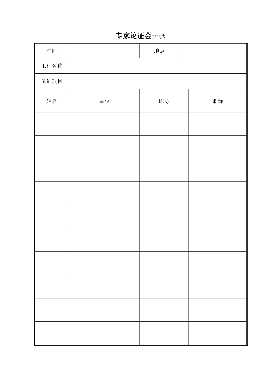 专家论证会签到表、申请表、意见表样表_第1页