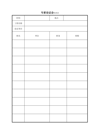 专家论证会签到表、申请表、意见表样表