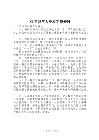 XX年残疾人维权工作安排