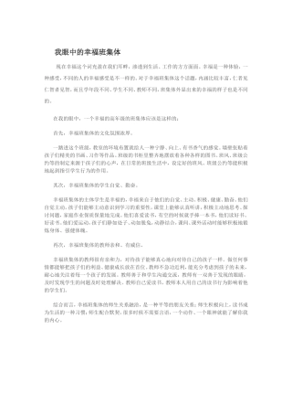 我眼中的幸福班集体