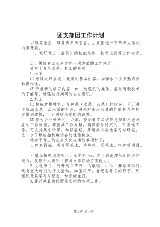团支部团工作计划